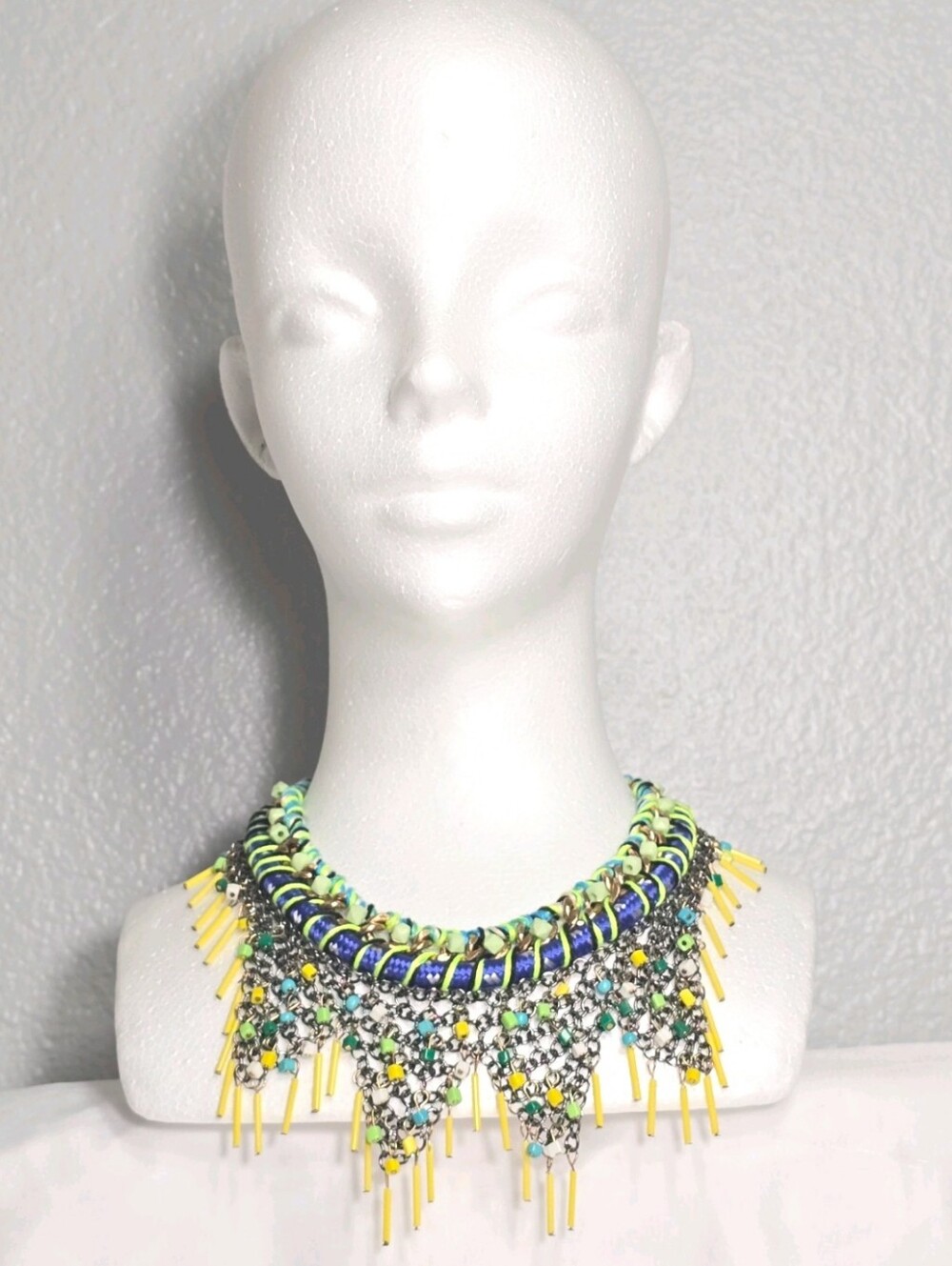 Women's Beaded Vibrant Colorful Bohemian Statement Bib Choker Necklace